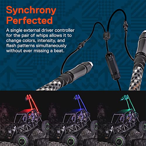 Image of True Mods 2pc 4ft Spiral RGB LED Whip Light for UTV ATV [RF Wireless Remote] Flag Waterproof LED Lighted Whip CB Antenna Pole Stick for RZR Can-Am Polaris SxS 4x4 Quad Dune Buggy 4 Wheeler Accessories