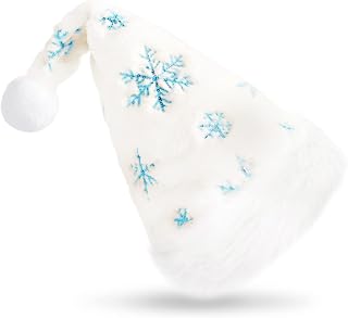 LRTJ Santa Hat Adult Christmas Hat Women Men Blue Sequins Velvet Christmas Headwear for Family Xmas Holiday Hats for Kids New Year Festival Ornaments Party Decorations Plush Santa Claus Hat Cap Gifts