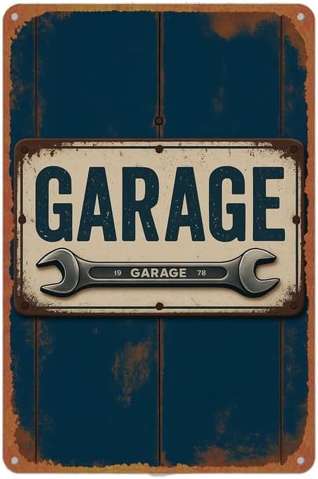 Garage Retro Tool Themed Sign Vintage Metal Sign Wall Decor
