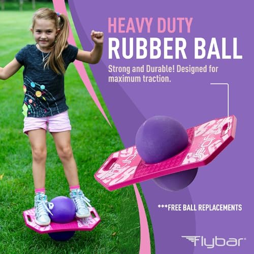 Flybar Pogo Trick Ball for Kids, Trick Bounce Board for Boys and Girls Ages 6+, Up to 160 lbs, Includes Pump, Easy to Carry Handle, Durable Plastic Deck Indoor, Outdoor Toy Pogo Jumper (Pink Berry 2) by Flybar - Image 5