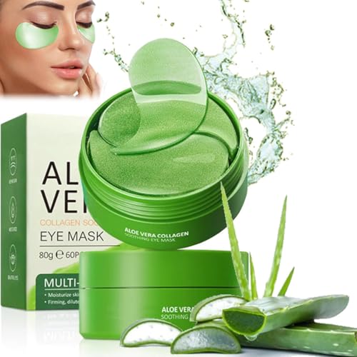 60 Pezzi Aloe Vera patch occhi,Collagene Patch Occhi,Maschera Idratante Anti-Occhiaie e Anti-Borse,Cerotti Rassodanti e Contorno Idratante,Maschera Per Gli Idratante Donna Uomo