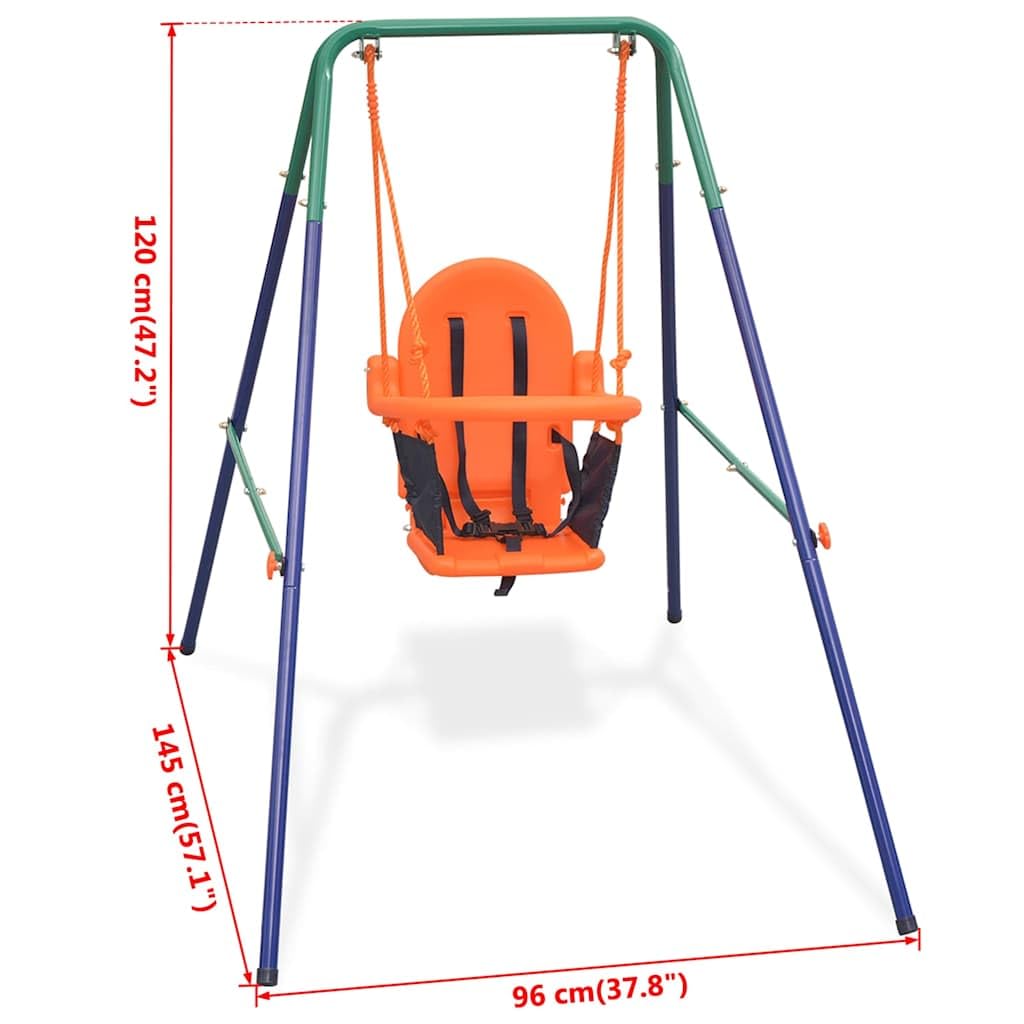 Kleinkinder-Schaukelset mit Sicherheitsgeschirr Orange für Garten, Outdoor, wetterbeständig, stabiles Gestell, ergonomischer Sitz, für Kinder 6-36 Monate, inkl. Montageset, langlebig