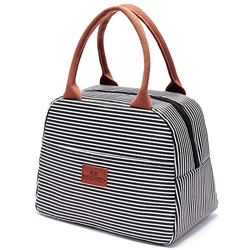 YFJQTZX Lunch Bags for Women Men Adults,Reusable Lunch Cooler Tote Bags for Work Picnic or Travel (Stripe