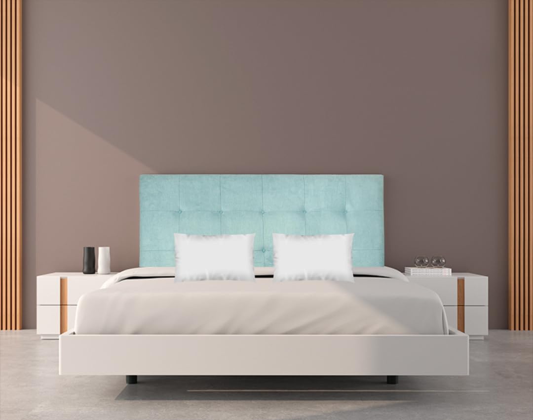 Cabecero de Cama Tela Antimanchas Modelo Lisboa | Cabecero Cama 180 | Cabezal Color Agua | Tapizado en Tela Nido AQUALINE | Medidas: 190cm x 120cm x 8cm