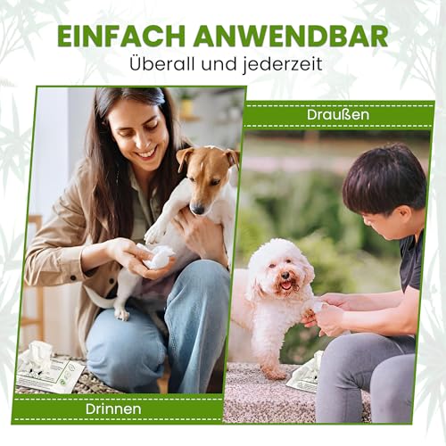 TraumaPet Premium Feuchttücher für Hunde & Katzen – Feuchte Reinigungstücher mit Kamille & Silber – Reinigungstücher für empfindliche Stellen – 15 Stück | Feuchttücher Hund & Katze