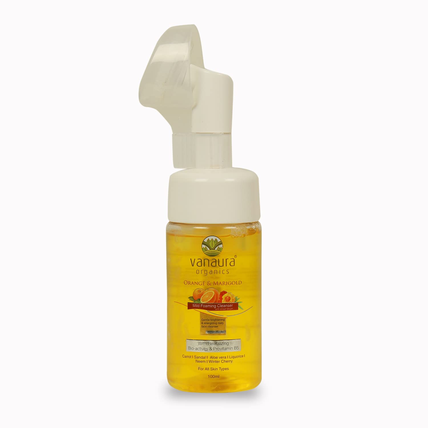 Mild foaming face cleanser enriched with Orange and marigold extracts with silicon brush