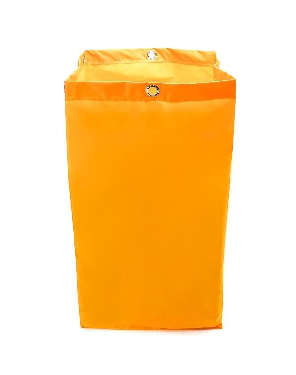 QWORK Janitorial Cart Bag, 24 Gallon Waterproof Large Capacity Padded Housekeeping Commercial Replacement Cleaning Cart Bag for Collecting Trash or Clothing (Yellow), 2 Pack by QWORK - Image 3