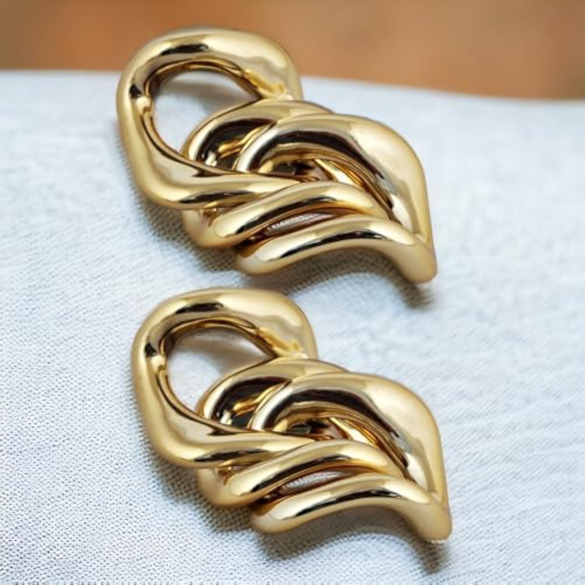 18k Plated Twisted Knot Square Dangle Earrings