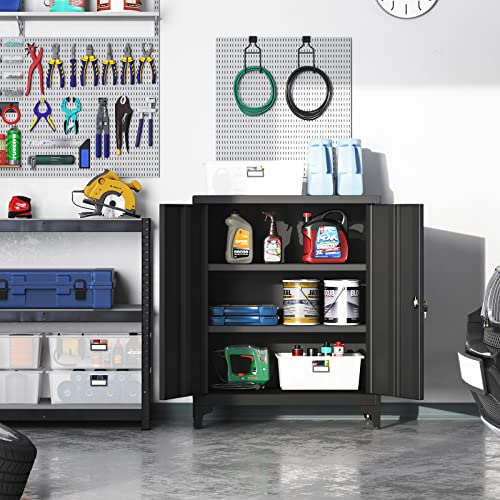 Image of SONGMICS Metal Garage, for Home Office, Printer Stand, wtih Lock, Black UOMC013B01