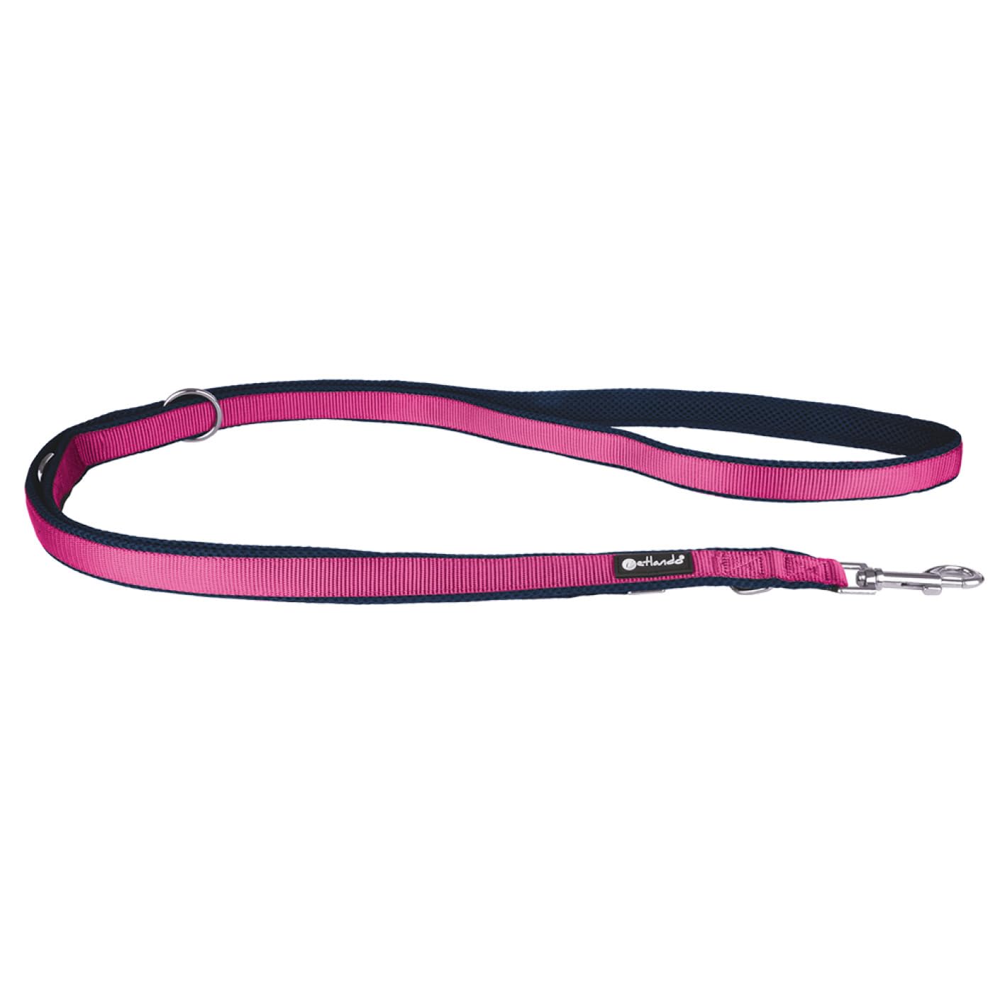 Petlando Hundeleine Magnetech – 3-Fach verstellbare Führleine, Karabiner-Verschluss, besonders leicht, zum Umhängen geeignet – Navy/Fuchsia Größe M 3m x 2,5cm