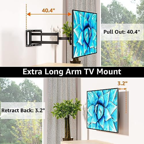 ELIVED Long Extension TV Mount for Most 42-90 Inch TV, Full Motion Wall Bracket with 40.4 inch Long Arm Articulating TV Wall Mount, Max VESA 800x400mm, Holds up to 150lbs, fits Wood Studs 12"-24".