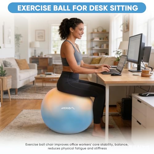 Image of APEXUP Yoga Ball, 660 lbs Anti-Burst Exercise Ball with Pump, 5 Sizes