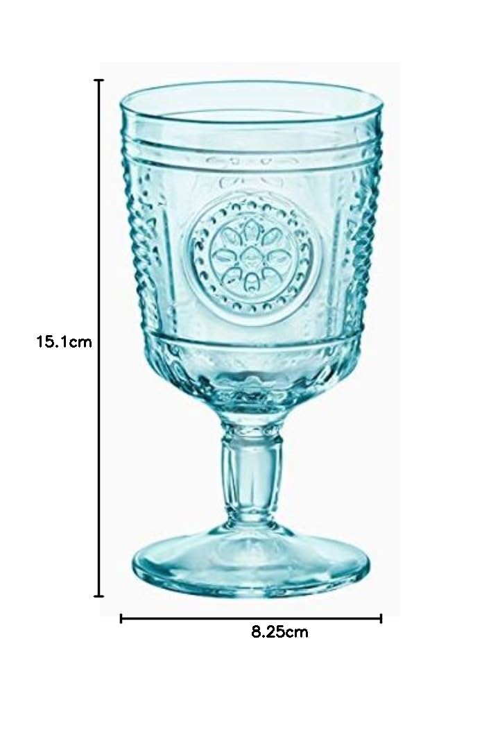 Bormioli Romantic Blue Candy - Juego de 6 copas de cristal vintage de 32 cl