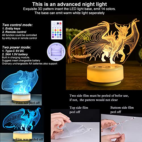 Kymellie Night Light Spyro Dragon Toys,14 Color + Warm White Base Led Decor Light, Entity&Remote Control Christmas Birthday Gifts To Kids & Girls(New Generation) #TOP1
