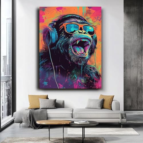 Affiche décorative singe musique 50x75cm idée cadeau originale - 2