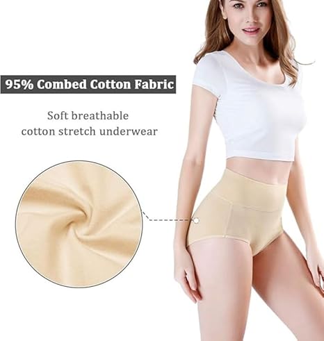 Buy DIVING DEEP 100% Cotton Regular & Plus Size Underwear High Waist Full Coverage Tummy Controller Underpants Hipster Womens Panties - (Pack of 1) (Skin) (XL) at Amazon.in