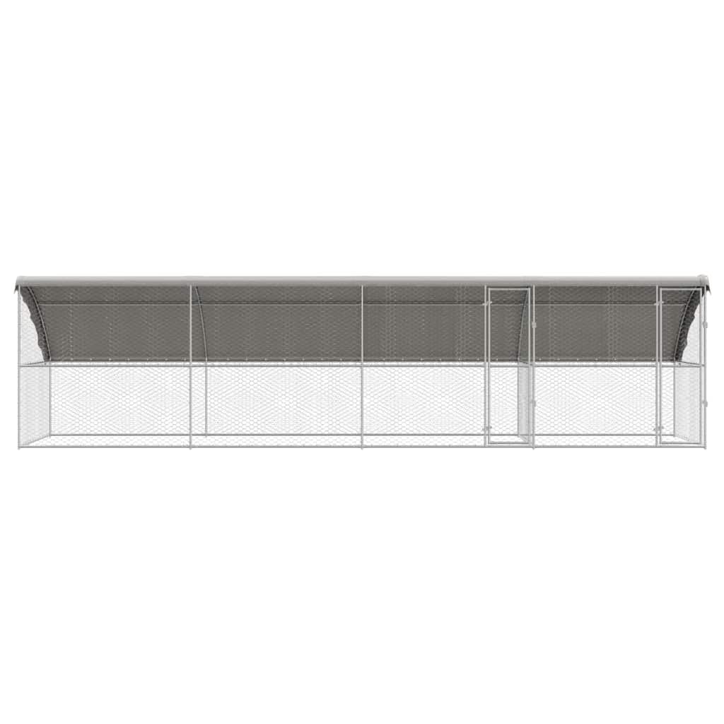 Jaula para perros, 4 unidades, acero galvanizado plateado, 8 x 2 x 2 m, recinto exterior con sistema de cerrojo, plegable y ampliable, protección segura para cachorros y perros en el jardín o