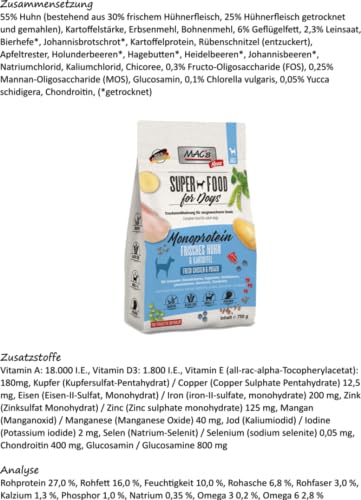 Mac's Dog Trockenfutter Multipack 3 x 750g | Huhn, Rind, Pferd | Mono | Getreidefrei und gut verträglich | hergestellt in der Eifel | Premium Trockenfutter für Hunde