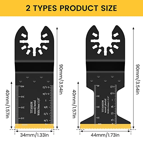 Jtweb 4Pcs Titanium Oscillating Saw Blades, Multitool Blades For Cutting Hard Material, Metal Nails Wood And Plastic, Oscillating Tool Blades Fit Dewalt Rockwell Milwaukee Makita Bosch #TOP2
