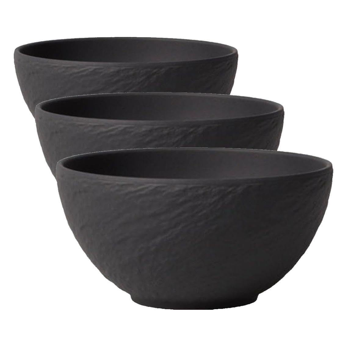 Villeroy & Boch - Manufacture Rock Dipschale 8 cm Schwarz, Spülmaschinenfest, Mikrowellensicher, Kleine Schale, Dipschälchen, Bol, Snackschale, Geschirr, Premium Porzellan (Packung mit 3)