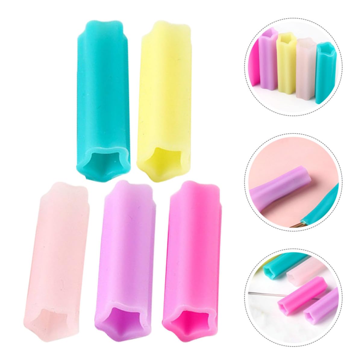 5pcs Silicone Cuticle Nipper Cover Protective Sleeve for Cuticle Trimmer and Scissor, Easy to Clean and Suitable for Home Use, for Nail Care Kit and Professional Nail Random Color