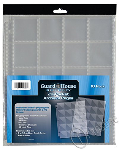 GuardHouse Shield 20 Pocket Coin Storage Pages for 2x2 Holders