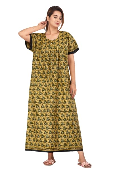 Image of Monique Brand 100% Pure Cotton Nighty for Woman | Floral Gown for Women Night Wear | Cotton Nighty for Women Stylish | Maxi for Women Cotton