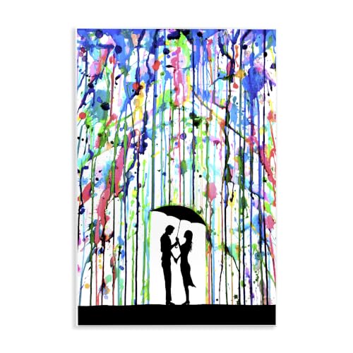 Urban Drip Rainfall Couple, 13 x 19 Inch Mounted Print on Wall Plaque
