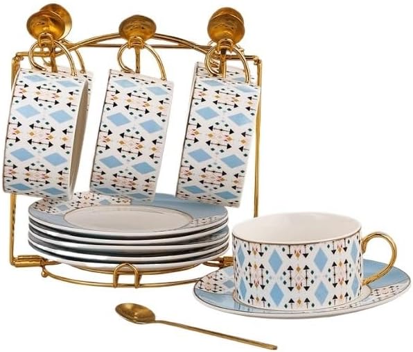 European Luxurious Ceramic Coffee Cup Saucer Set Home Banquet Tea Sets Cups with Gilded Edges