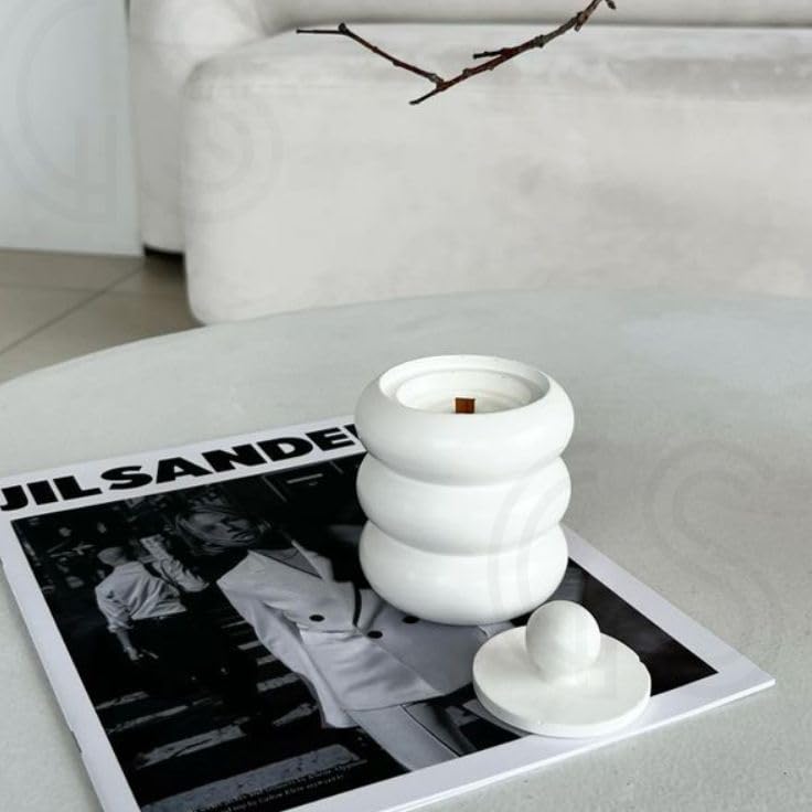 Image of Concrete Sea Shell Jar Candle | Velvet Rose Aroma | 12+Hours Burn Time | Perfect for Home Decor & Gifting (F)