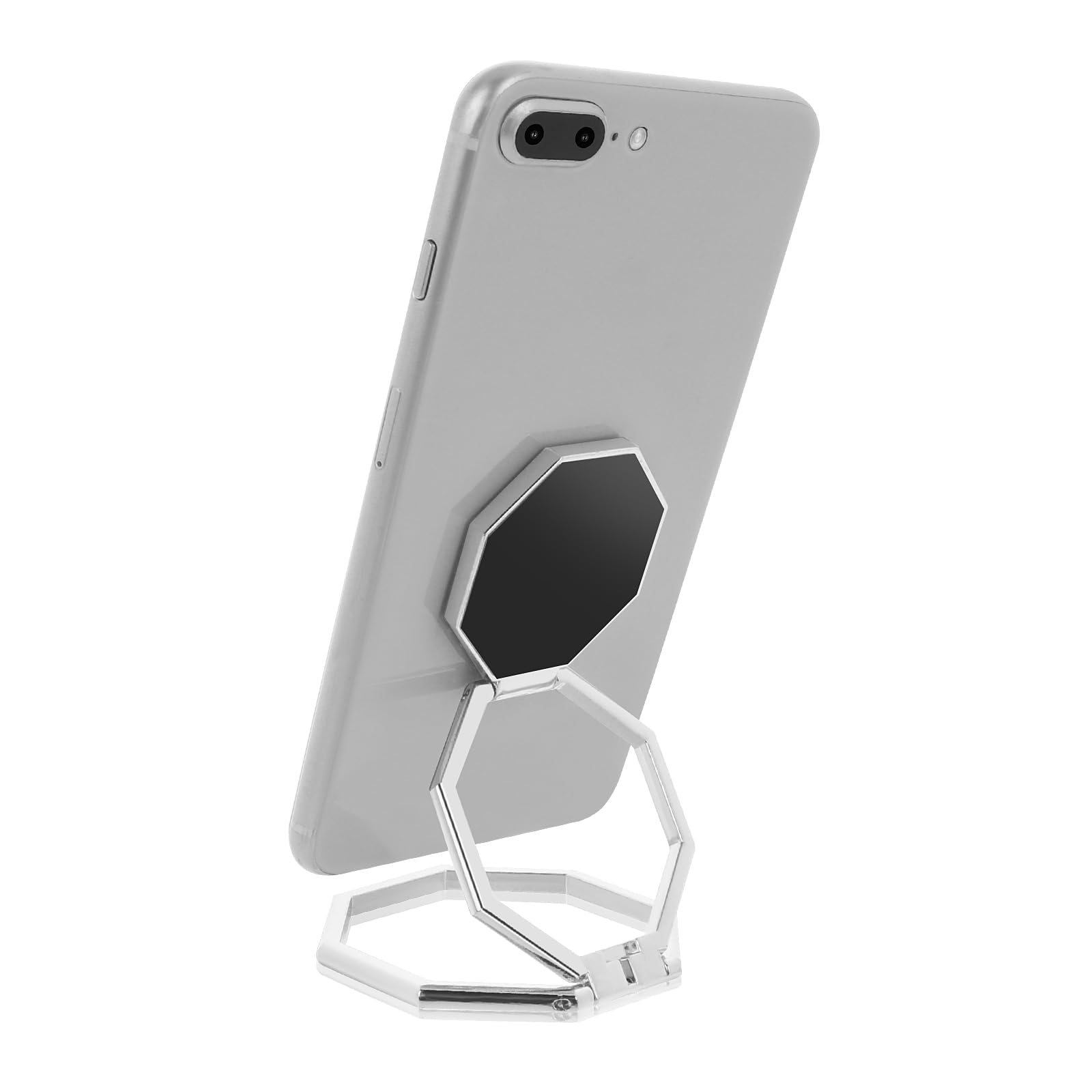 cobee Cell Phone Ring Holder Finger Kickstand, 360° Rotation Metal Cellphone Back Grip Foldable Cell Phone Stand Adjustable Phone Holder Compatible with Most Smartphones (Silver)