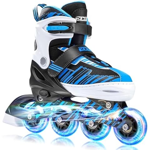 ECOO Adjustable Inline Skates Boys and Girls with Light up Wheels，Roller Skates for Kids Ages 4-12, Teen Skates for Beginner Outdoor and Indoor Cover