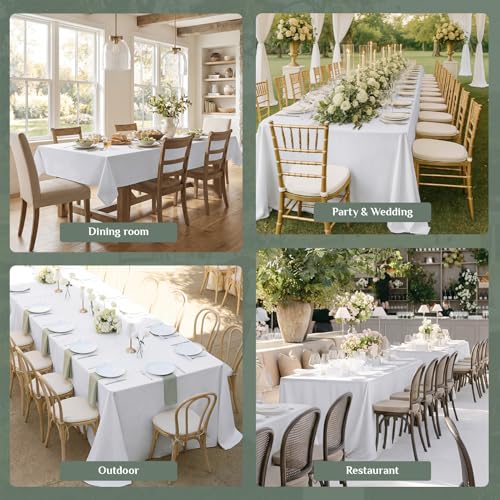 Nappe rectangulaire blanche en polyester 210 g/m² de 152x259 cm lavable pour table de buffet