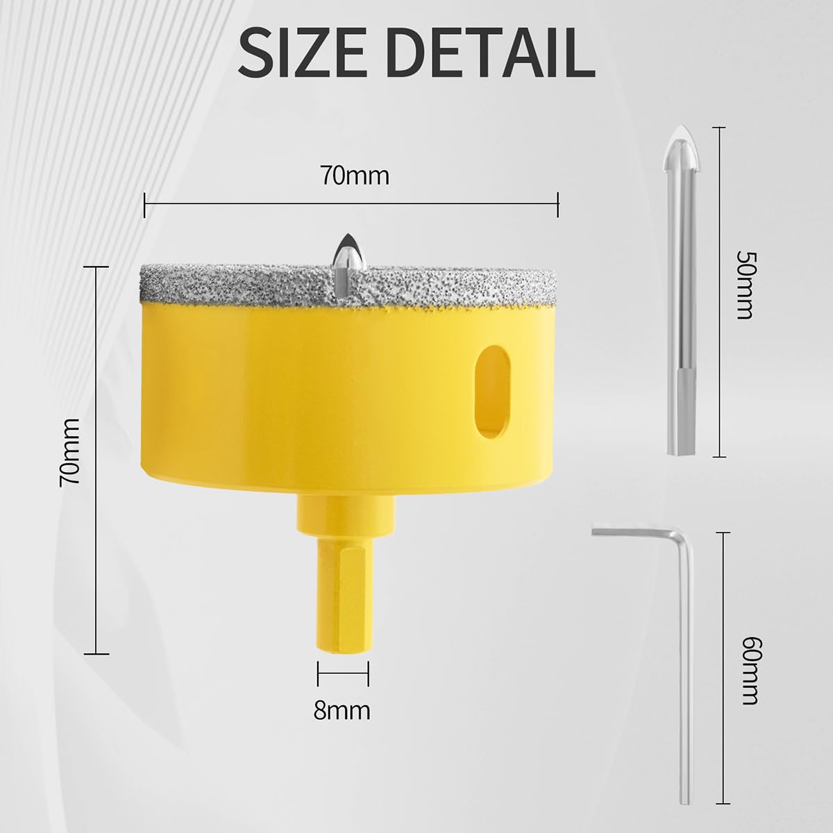 Aohhy 70mm Diamond Hole Saw with Pilot Bit, Professional Vacuum Brazed Diamond Drill Bit for Tile Porcelain, Glass, Marble, Ceramic - Image 2