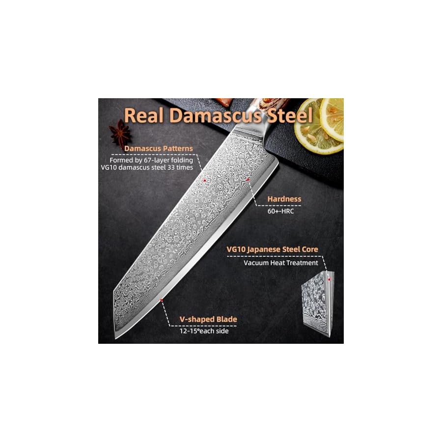 Ompusos-Chef-Knife-8-Inch-Super-Sharp-Pro-Japanese-Kitchen-Knives-Damascus-Chefs-Knife-VG-10-High-Carbon-Stainless-Steel-Ergonomic-Wooden-Handle-Cooking-Knife-Gift-Box-for-Family-Restaurant Ompusos Chef Knife 8 Inch, Super Sharp Pro Japanese Kitchen Knives, Damascus Chefs Knife VG-10 High Carbon Stainless Steel, Ergonomic Wooden Handle Cooking Knife, Gift Box for Family & Restaurant