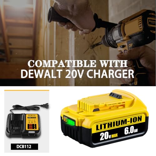 Generic Dcb200 6.0Ah 2Pack Battery Replacement For Dewalt 20V Max Battery Lithium Ion Compatible With Dewalt Battery Dcb204 Dcb206 Dcb201 Dcb203 Dcd Dcf Dcg Series Cordless Power Tools thumb #5