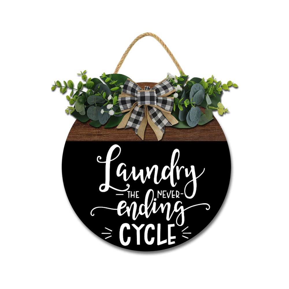 Handmade Rustic Burlap Laundry Room Wreath for Front Door Sign Home Wall Decor Farmhouse Laundry Room Wreath Vintage Decoration for Housewarming Greeting All Season