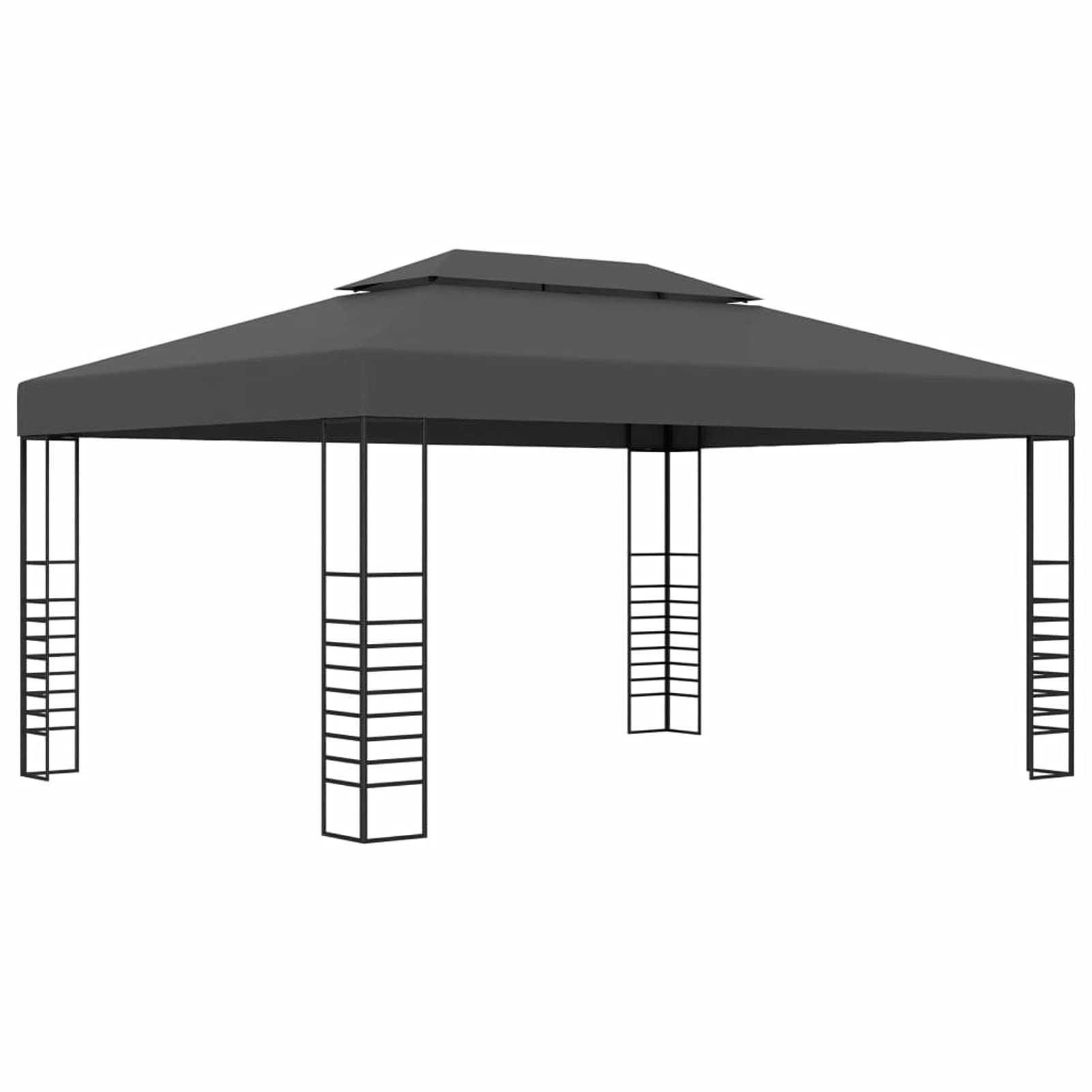 LAPOOH Pawilon z oświetleniem LED 3 x 4 m antracytowy, pawilon z diodami LED, pawilon ogrodowy, impreza imprezowa namiot weselny podwórko osłona przeciwsłoneczna (SPU: 3070308)