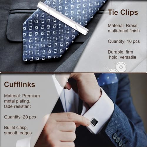 Set de 30 Mancuernillas y Clips para Corbata Hombre miniatura 4