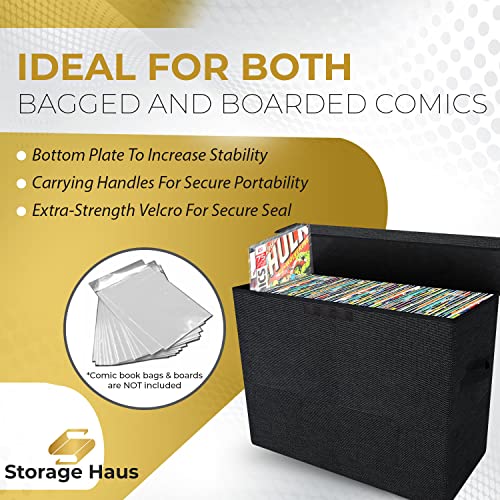 Storage Haus Comic Book Storage Box, Water-Resistant Comic Short Box With Lids - Holds 150-175 Comics Heavy Duty Short Comic Bin With Non-Slip Bottom - Collapsible Stackable Comic Book Bin (5) #TOP2