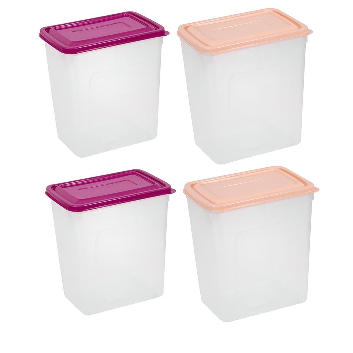 Yöl Pink Purple Pack Of 4 Tall Large Cereal Containers Storage 6L Dry Pasta Cereal Pet Food Storage Tub & Lid - Pink