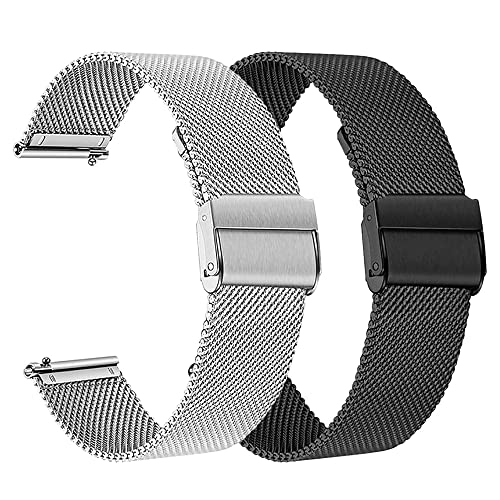FitTurn Wrist Strap Compatible for Liufiueq P86 Smart Watch Band, Replacement Metal WristBand for Liufiueq P86 1.69'' Smartwatch Stainless Steel Bracelet Adjustable Loop (Silver+Black)