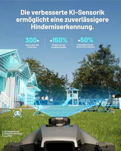 MAMMOTION YUKA mini 2 500 Mähroboter ohne Begrenzungskabel, Empf. 500 m², Kein RTK, Kein Signalabbruch, KI TrueVision-Navigation, Auto-Mehrzonen-Kartierung, DropMow, RWD für 45% Steigung, 4.5Ah-Akku 3