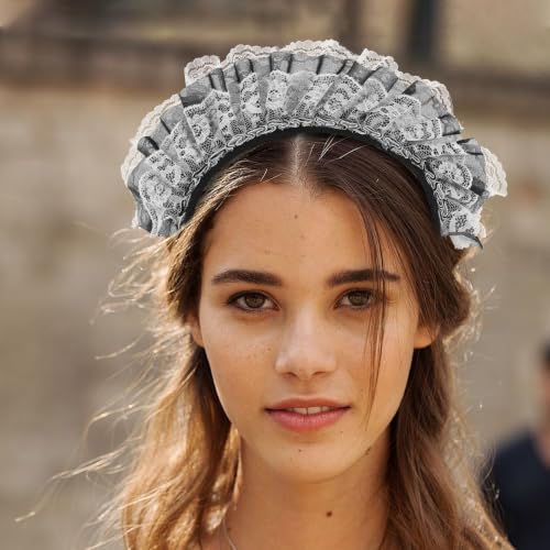 HAPINARY Serrage-tête en Dentelle Lolita Noir Design Unique et Matériau Confortable pour Cosplay et Fêtes, Accessoire Cheveux Élégant pour Femmes et Filles – vue 6
