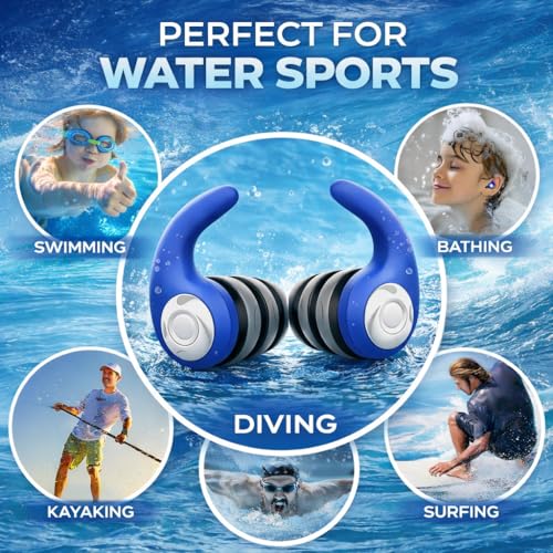 Waterproof Swimming Ear Plugs for Adults Kids, 3 Pairs Soft Silicone - image 6