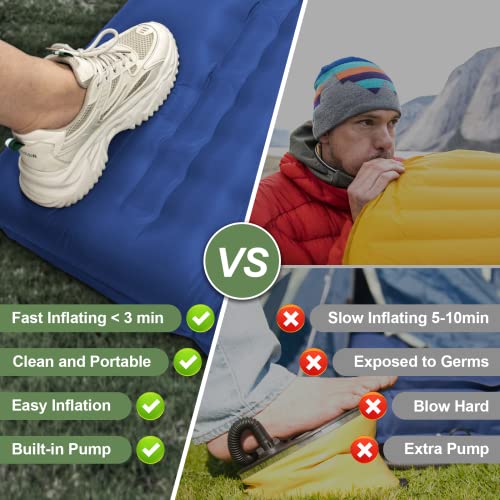 Ggov Double Sleeping Pad For Camping With Built-In Foot Pump, Extra Thick 4.7 Inch Inflatable Sleeping Pat And Pillow For Backpacking, Hiking, And Traveling #TOP6