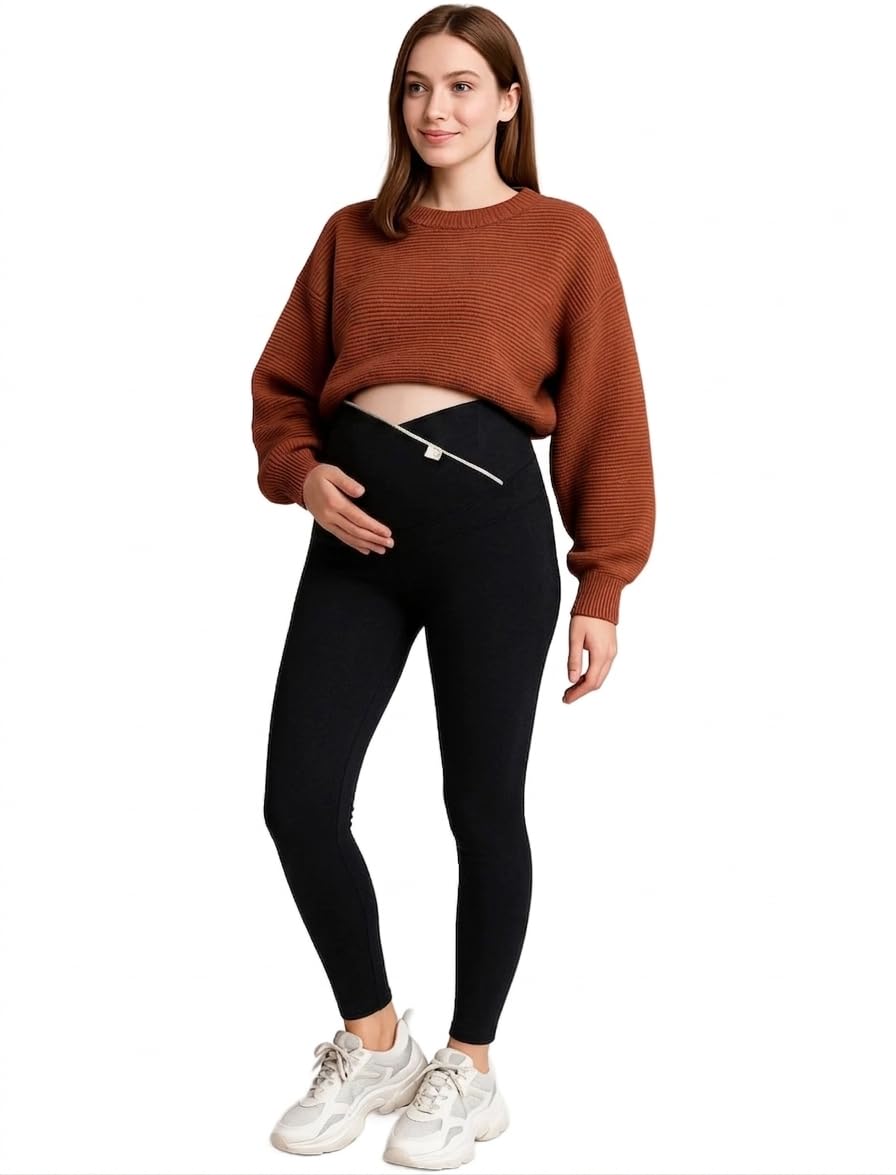 eleg & stilance Women's Maternity Leggings, High Waist, Soft Over Belly Support, Stretchable Pregnancy Tights for Yoga-picture-35