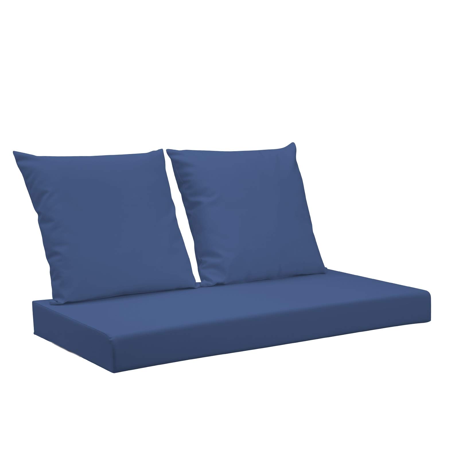 Set Cuscini Belem Ecopelle Blu Mis.120x60 sp.11 cm+ schienali 60x60 pz.02 Esterno/Interno arredo Pallet da Giardino Divanetto per bancale Cuscini Interno Poliuretano Tessuto Lavabile Sfoderabile