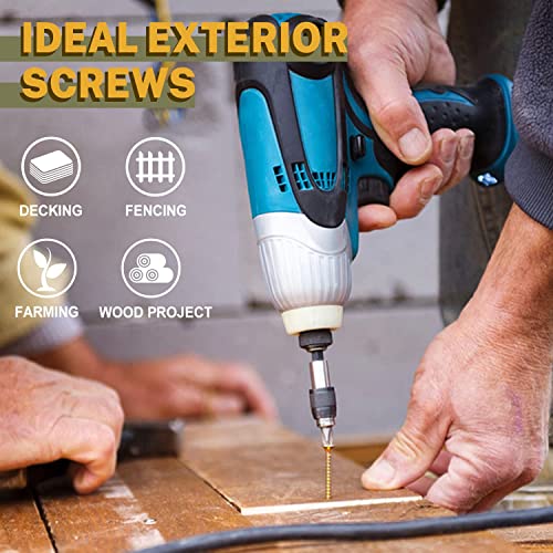 Image of LIONMAX Deck Screws #14 x8 Inch, 100 PCS, Long Wood Screw, Rust Resistant, Exterior Epoxy Coated for Outdoor Decking, Torx /Star Drive Head, T30 Star Bit Included