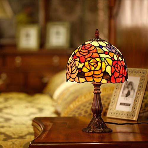 Veilleuse de nuit rose E27 pour chambre coucher lampe de table Tiffany créative - 3